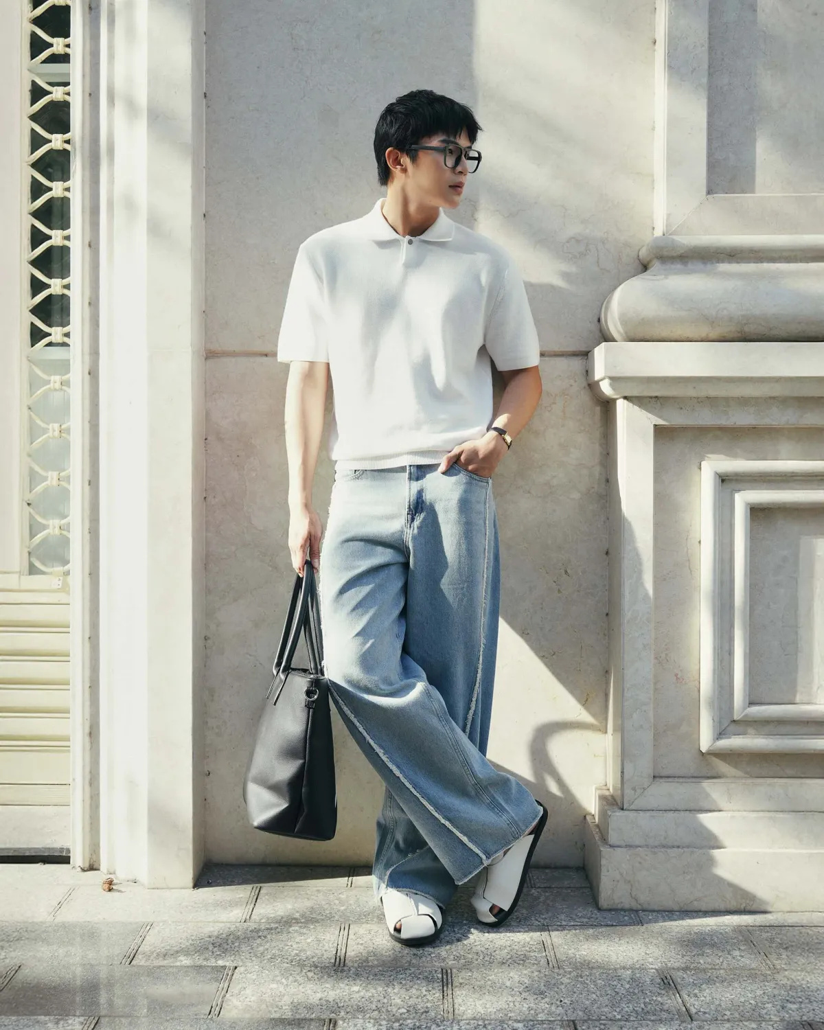 Quần denim nam rã sườn Form Wide leg - ROUTINE 10F25DPA027