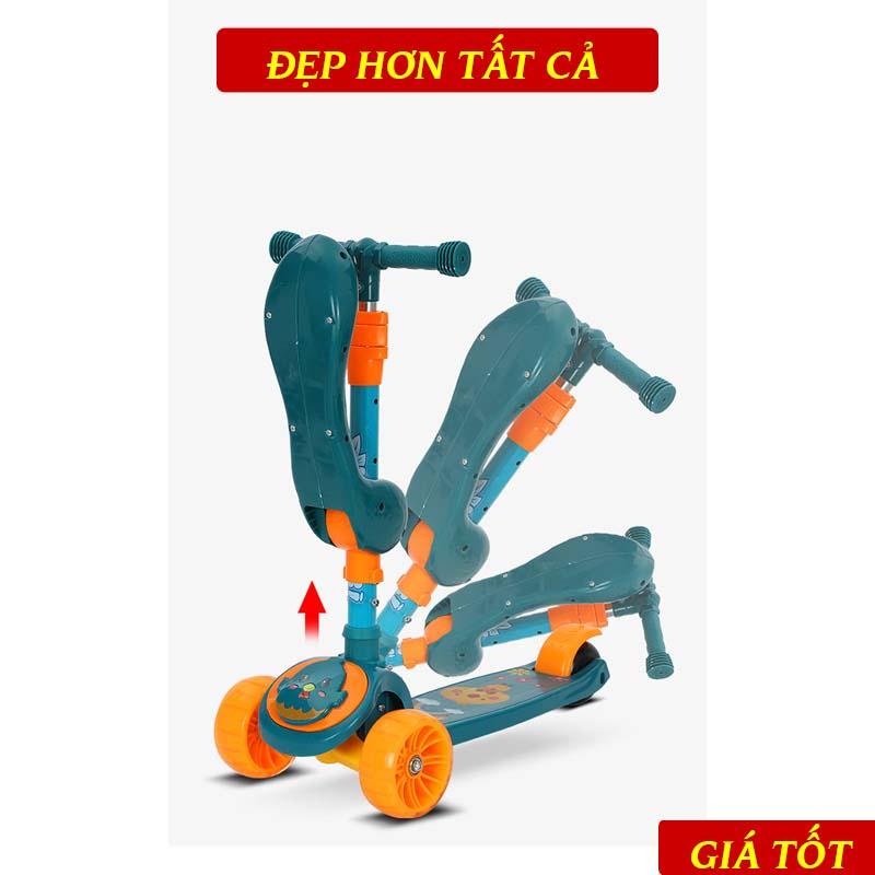 Xe Trượt Scooter Cho Trẻ Từ 3 Tuổi Trở Lên Kiêm Chòi Chân Có Nhạc, Có Đèn Led Phát Sáng, Chịu Lực Tốt, Siêu Đẹp