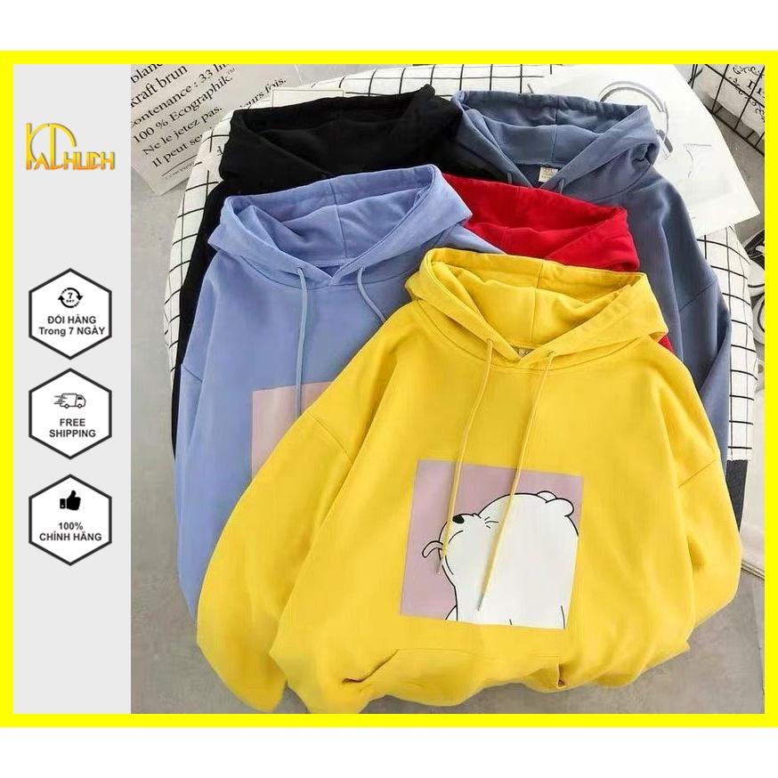 Áo hoodie nam nữ in hình gấu le lưỡi,vải nỉ mềm mịn nón 2 lớp