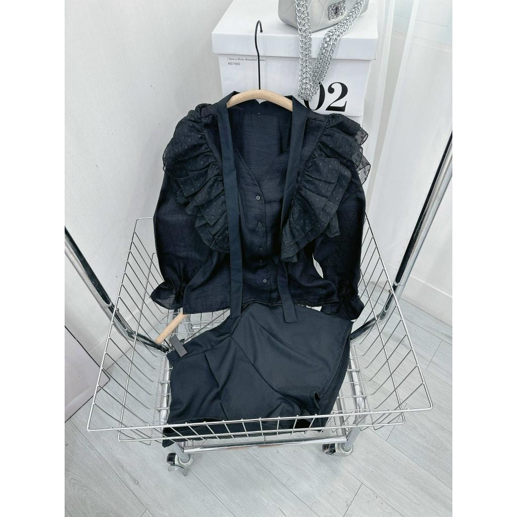 Set bộ nữ, áo voan tơ nhún bèo ngực cực bánh bèo Trendy Clothing