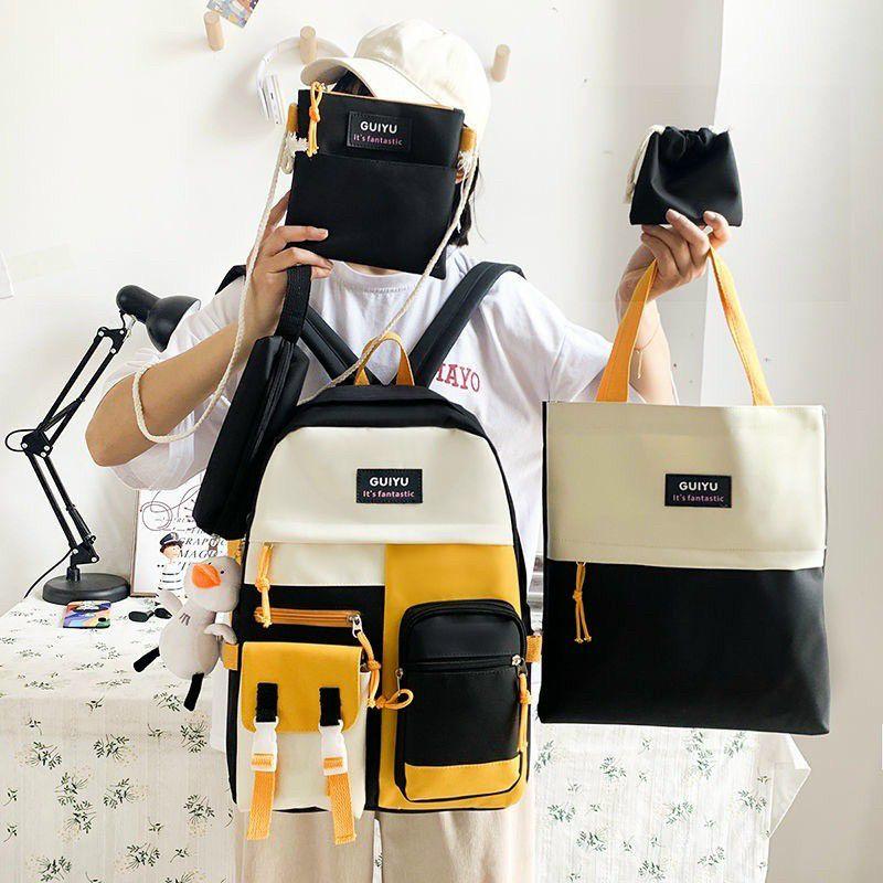 Balo combo 4 món nữ thời trang, Balo đi học du lịch đẹp ulzzang cao cấp unisex đựng vừa laptop hàn quốc MSP119