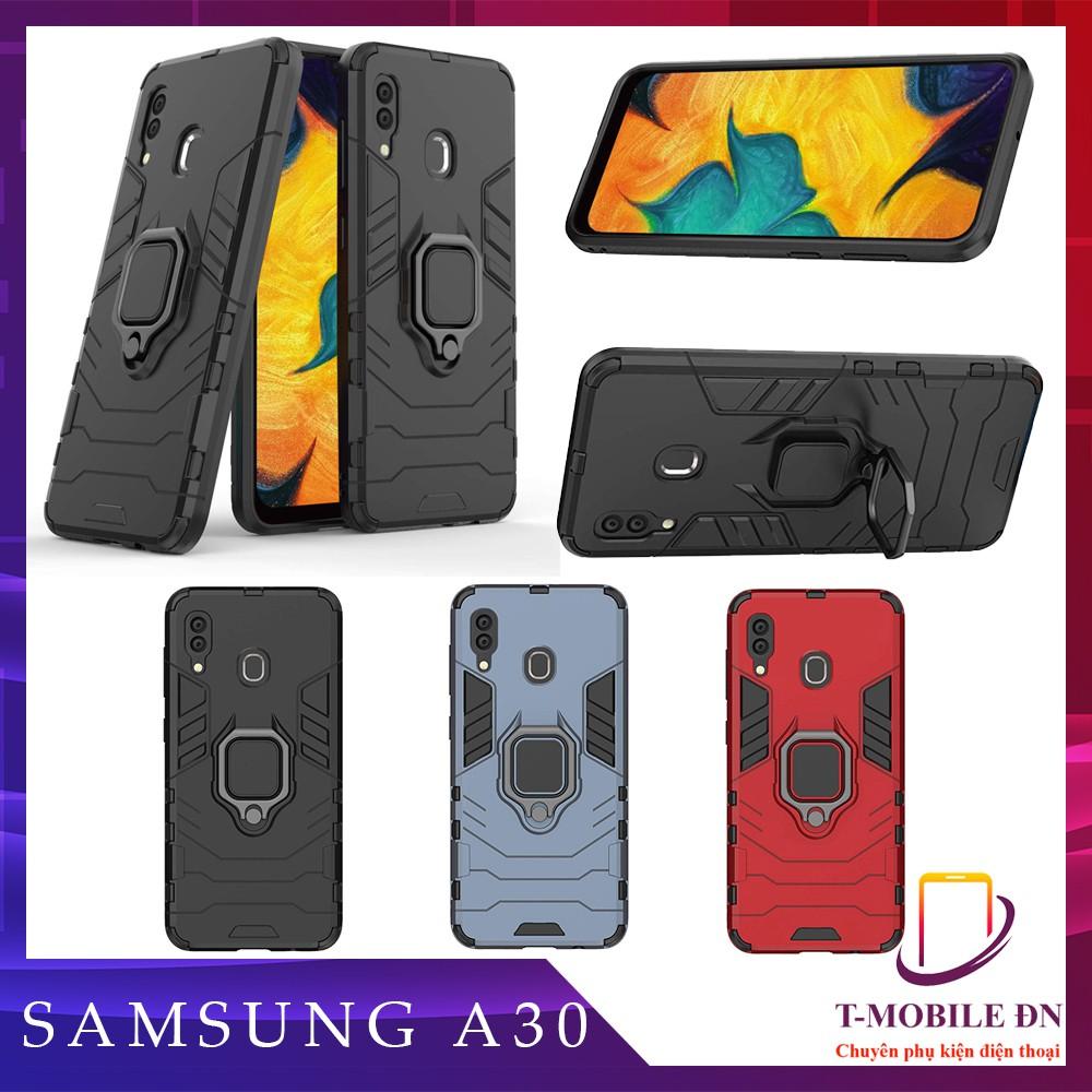 Ốp lưng cho Samsung A30 iron man chống sốc kèm nhẫn xoay chống xem video bảo vệ camera