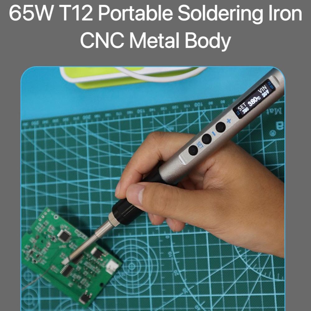 Intelligent Electric Soldering Iron Portable 65W Soldering Station OLED Display Full Metal CNC Housing with Temperature Adjustment Function Type-C Interface