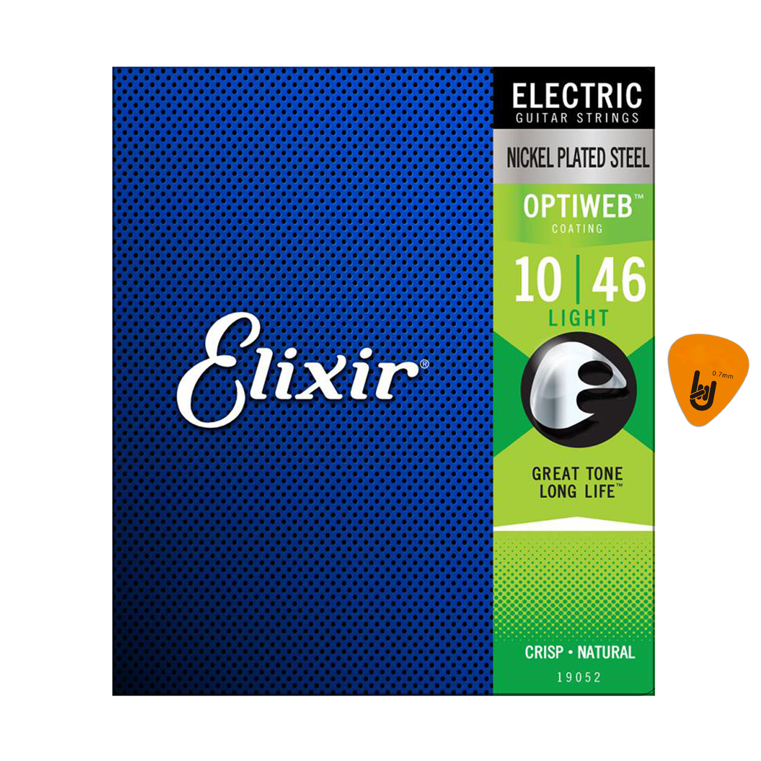 Elixir 19052 - Bộ Dây Đàn Guitar Điện Cỡ 10 (10-46) - Chính Hãng (Electric Strings Phủ Lớp Optiweb) - Kèm Móng Gảy DreamMaker