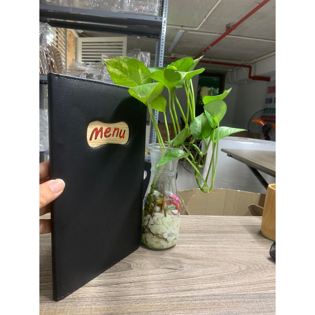Bìa da menu khoét khổ A5 đủ 04 màu cho cửa hàng, nhà hàng, khách sạn