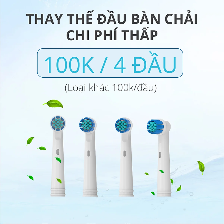 Bàn chải điện đầu xoay tròn Kachi MK361 kèm đế sạc không dây và 2 đầu bàn chải