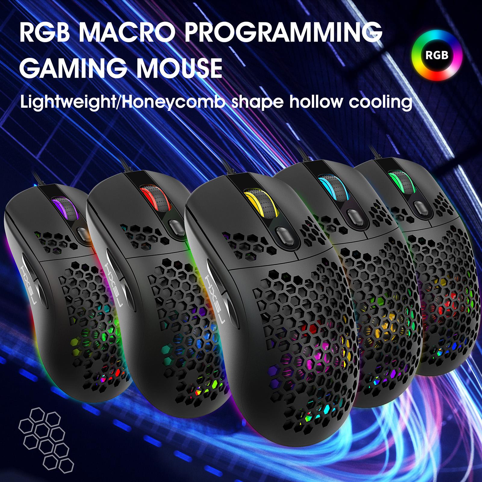 Chuột chơi game lập trình có dây USB Moiuse RGB Lighting với sáu DPI có thể điều chỉnh cho máy tính để bàn HXSJ X600