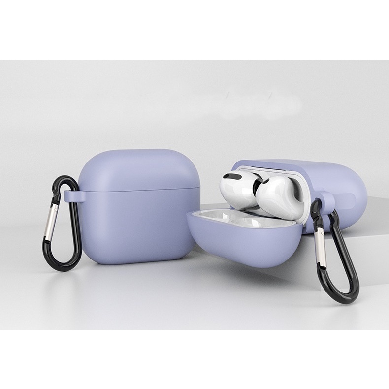 Case Ốp Gel Silicon Dành Cho Airpods 3 Có Nắp Đậy Cổng Sạc-Kèm Móc Khóa- Hàng Chính Hãng