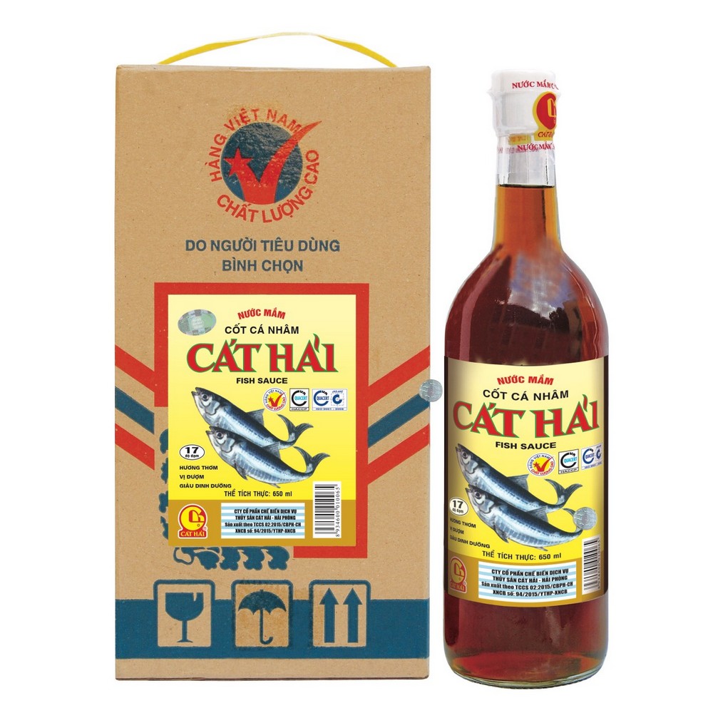 Hộp 4 chai Nước Mắm Cát Hải Cốt Cá Nhâm 650ml - Đặc sản nước mắm truyền thống Vạn Vân