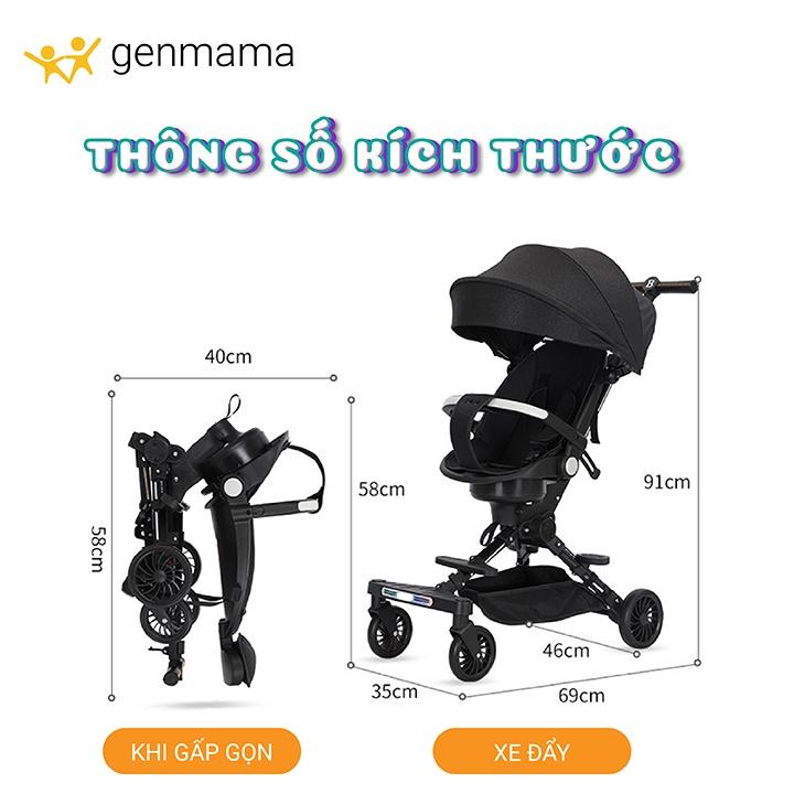 Xe đẩy trẻ em, xe đẩy cho bé gấp gọn 2 chiều 3 tư thế, ghế xoay 360 độ bánh xe giảm xóc gấp gọn 1 thao tác