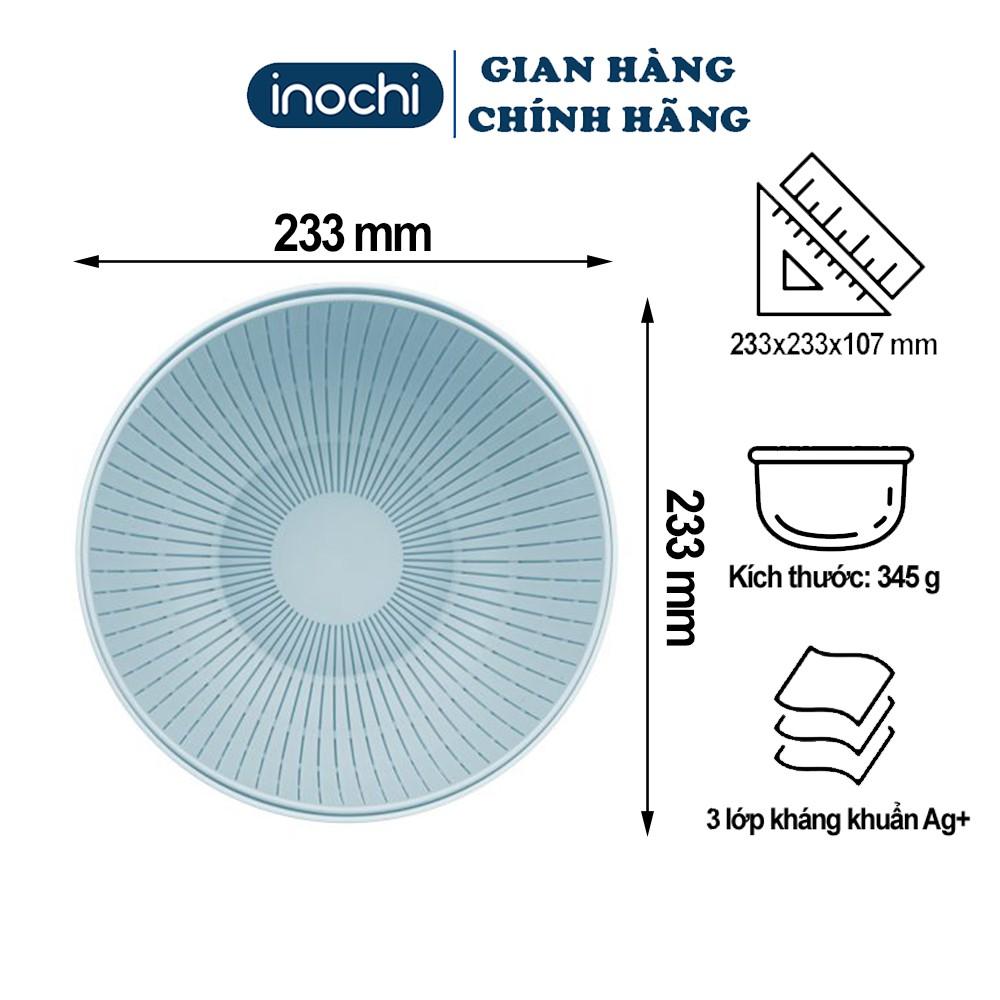 Bộ thau rổ nhựa đựng đồ kèm chậu yoko loại tròn 23cm nhựa dẻo inochi cao cấp