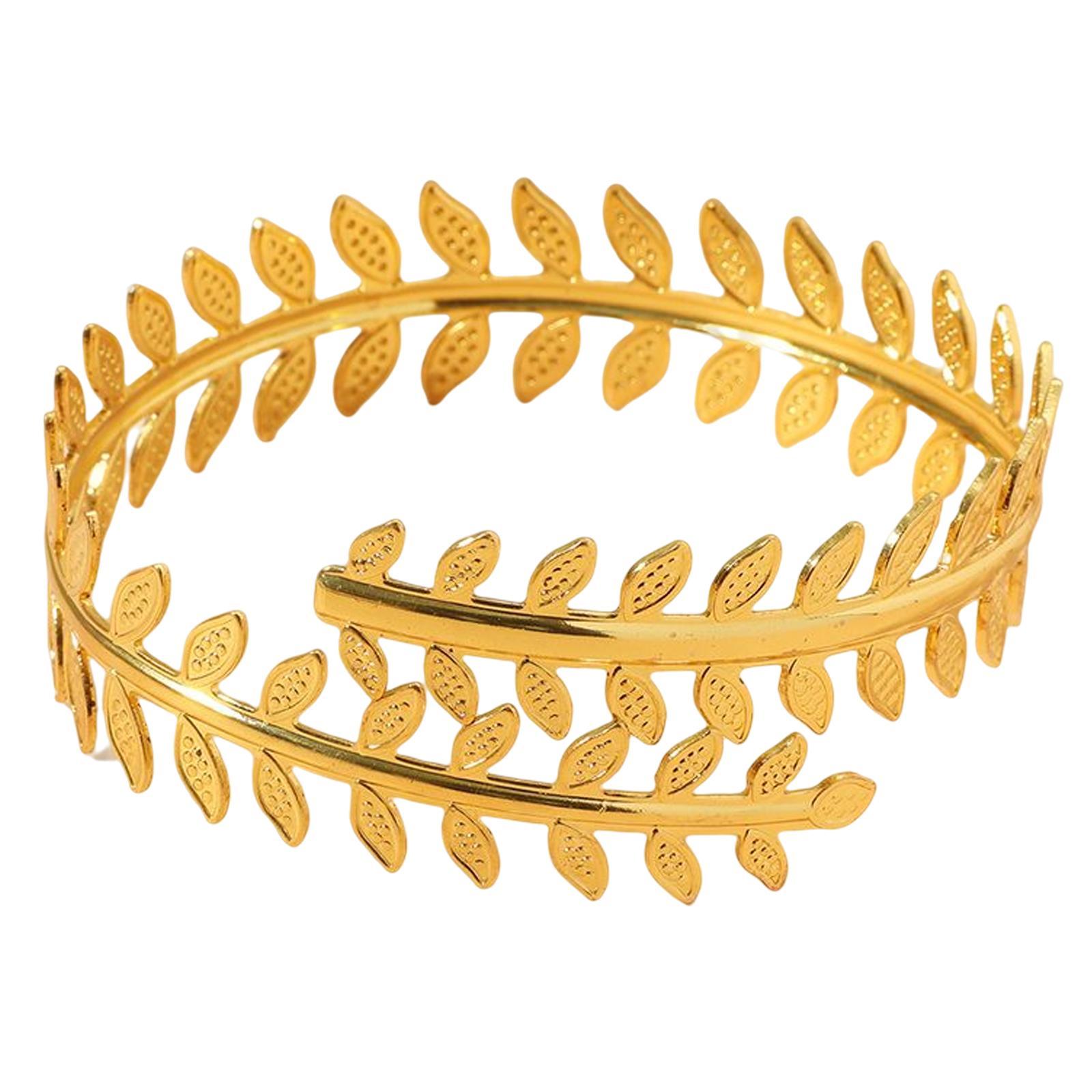 Roman Greek Leaf Feather Tassels Arm Bracelet Women Girls metal Open Upper Arm Bangle Adjustable Armlet Armband