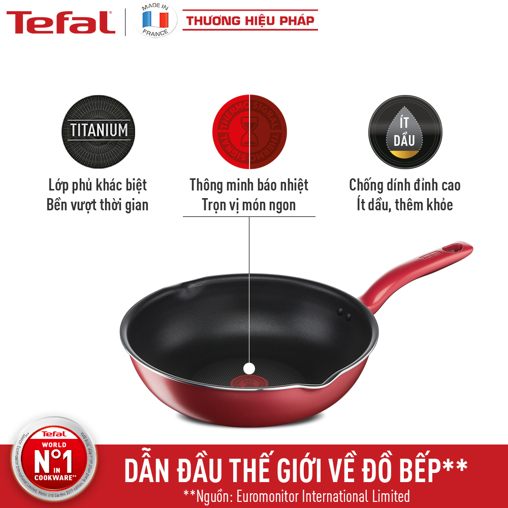 Bộ 2 chảo chống dính đáy từ Tefal So Chef dùng cho mọi loại bếp (chảo 24cm, 28cm) - Hàng chính hãng