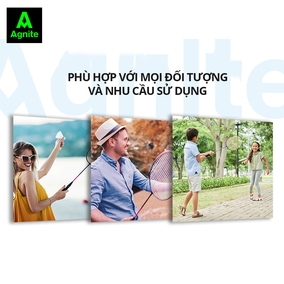 Cặp vợt cầu lông cán liền nhôm carbon siêu nhẹ chính hãng Agnite - Tặng hộp cầu nhựa và bao đựng - F2132