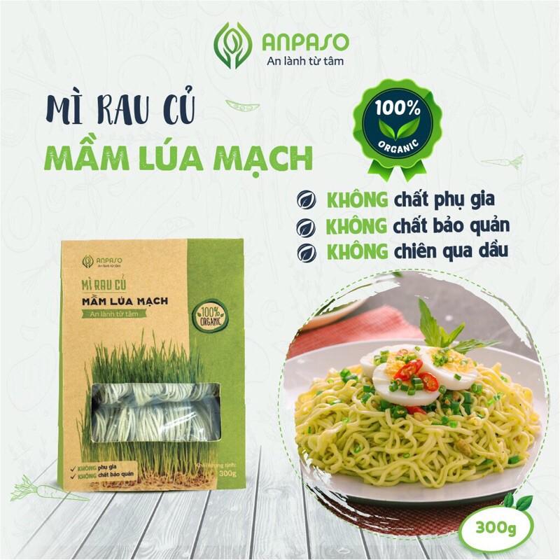 Mì rau mầm lúa mạch hữu cơ Anpaso, 100% bột mỳ nhập khẩu organic