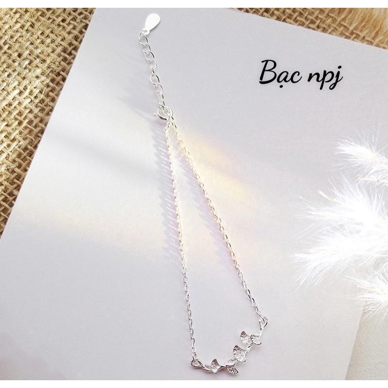 Lắc tay bạc nữ hình lá đơn giản, xinh xắn Bạc Ta 100%, giá tận gốc - bạc npj