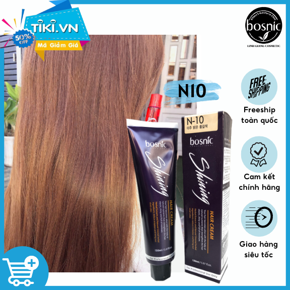 N10 (NÂU VÀNG SÁNG) - NHUỘM THẢO DƯỢC MÀU THỜI TRANG BOSNIC 150ML