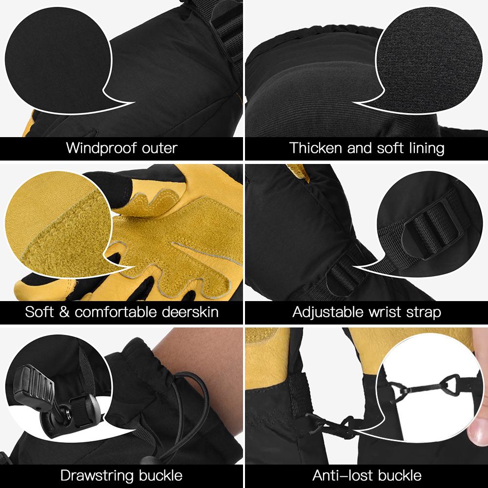 Snow Ski Gloves Windproof Winter Gloves Thermal Gloves Outdoor Warm Mittens Warm Full-Finger Mittens