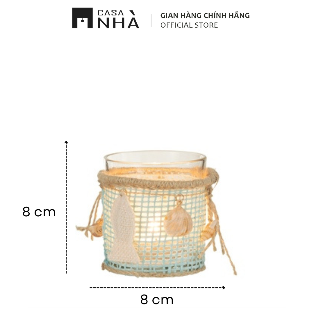 Cốc Đựng Nến Trang Trí Bằng Thủy Tinh - Họa Tiết Vỏ Sò Kèm Lưới  | Casanhà Home Furniture