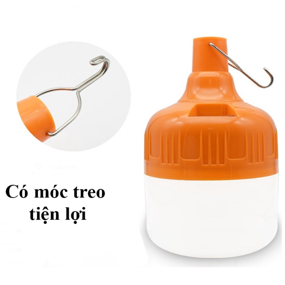 Bóng Đèn led tích điện 100w sạc dây USB có móc treo tiện dụng cho dã ngoại picnic mất điện hoặc bán hàng rong ngoài trời