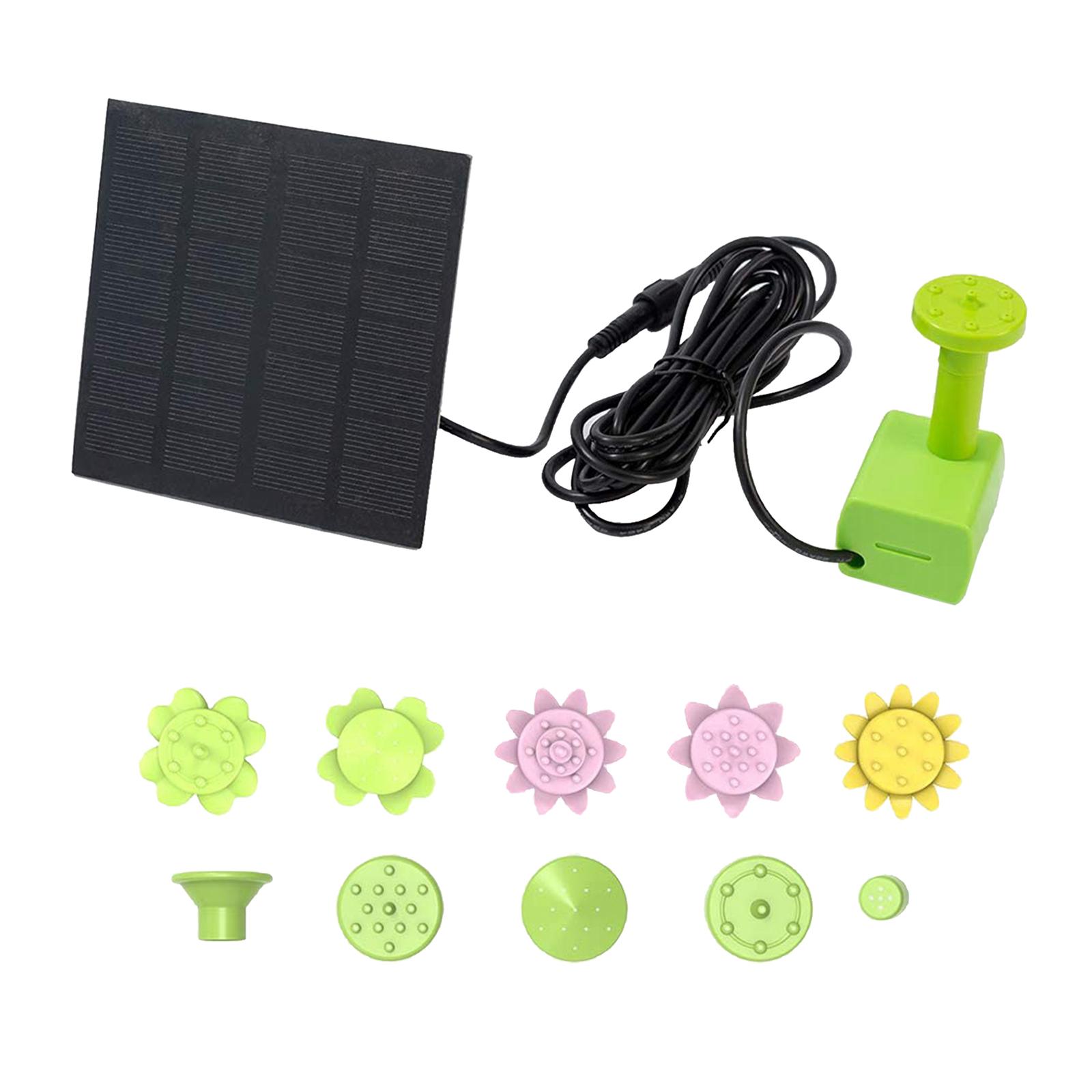 Mini Solar Panel Solar Fountain Pump with 14 Different Spray Pattern Heads Water Cycling No Electricity Required for Pond BirdBath