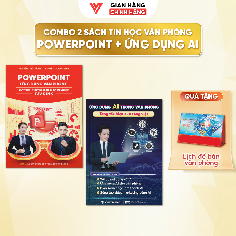 Combo 2 Sách Ứng Dụng AI Và Sách PowerPoint - Ứng Dụng Văn Phòng Từ Cơ Bản Đến Nâng Cao