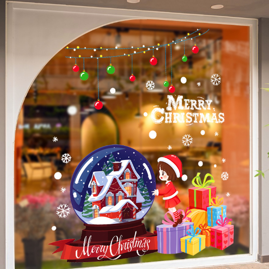 Decal trang trí Noel - Quả cầu pha lê và em bé nhỏ