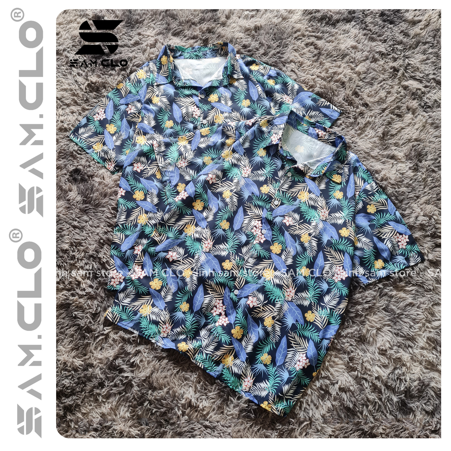 Áo SƠ MI NỮ SAM CLO form rộng in 3D cổ bẻ tay ngắn - lỡ dáng ulzzang freesize unisex mặc cặp, nhóm, hình CÂY HOA LÁ