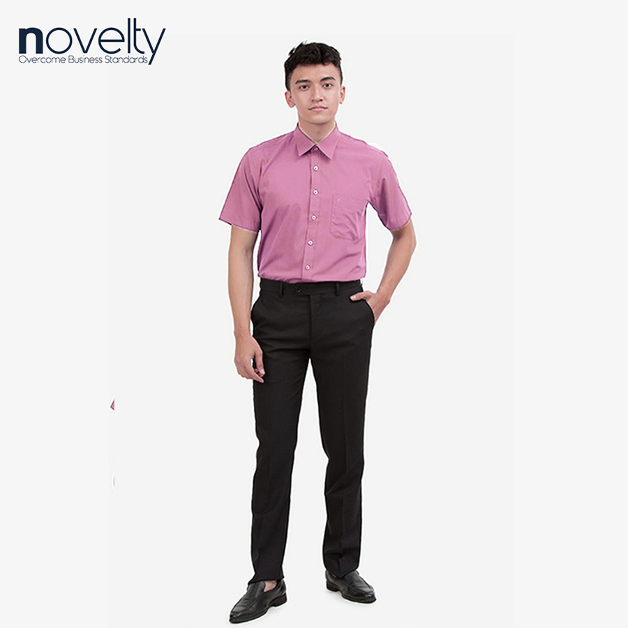 Áo sơ mi nam Slim fit ngắn tay hồng nhạt 171156N