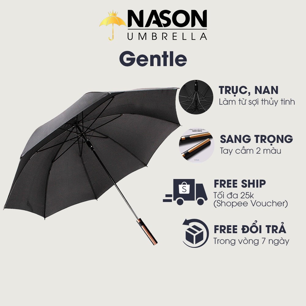 Ô thẳng cao cấp tán rộng Nason Gentle - Dù thẳng cao cấp Nason - Ô dù chống lật, ô thẳng che mưa