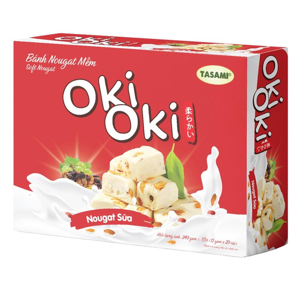 Bánh Nougat - Kẹo Hạnh Phúc Oki Oki Vị Sữa Ngọt Nhẹ Tự Nhiên Mềm Dẻo Thơm Ngon (240g/Hộp)