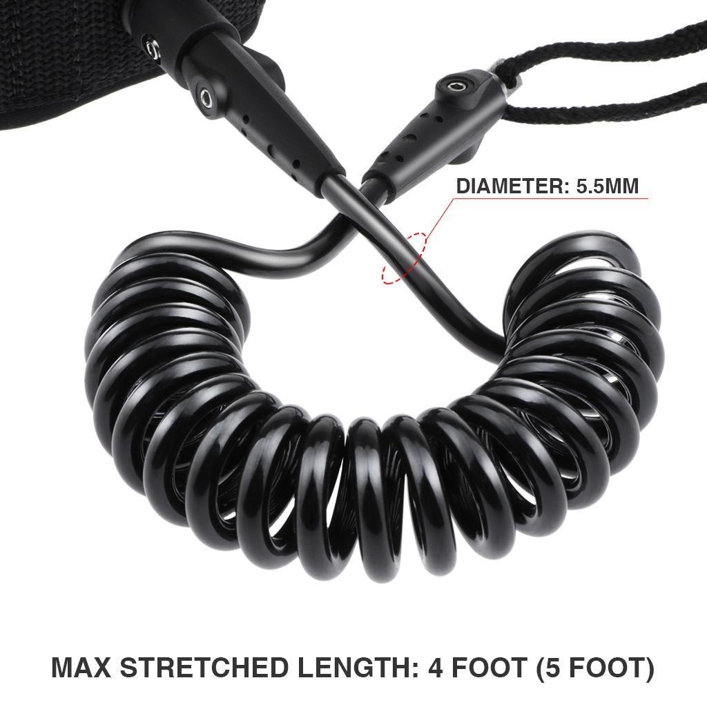 2x Body Board Leash 5ft 5.5mm Coiled Body Board Cord Arm Strap For Surfing