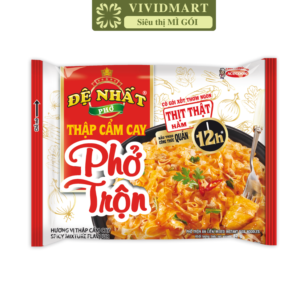 ACECOOK - Phở trộn Đệ Nhất hương vị Thập cẩm cay, Phở thập cẩm cay trộn Đệ Nhất Phở trộn ăn liền (82g/gói)