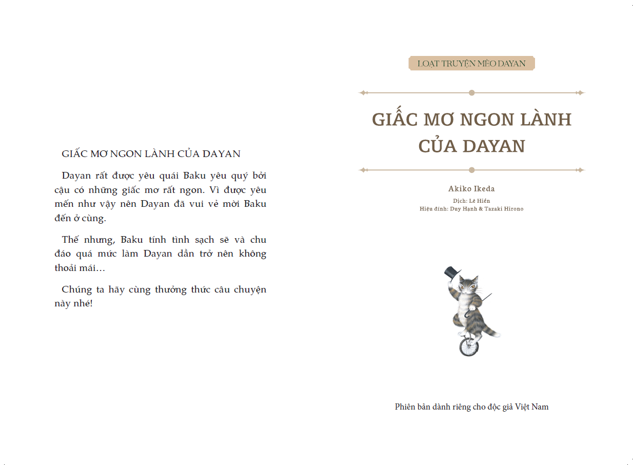 GIẤC MƠ NGON LÀNH CỦA DAYAN - Loạt truyện Mèo Dayan - Sách cho bé từ 3 tuổi
