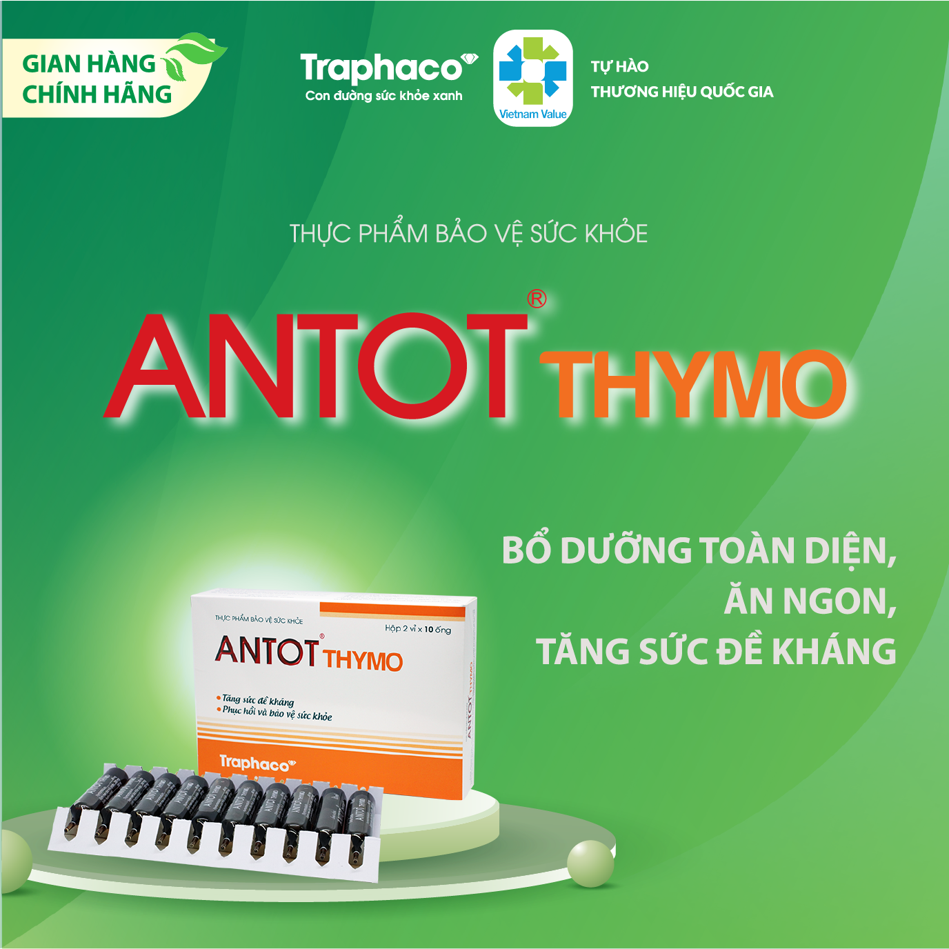 ANTOT THYMO - BỔ DƯỠNG TOÀN DIỆN, ĂN NGON, TĂNG SỨC ĐỀ KHÁNG - CHO NGƯỜI HAY ỐM ĐAU