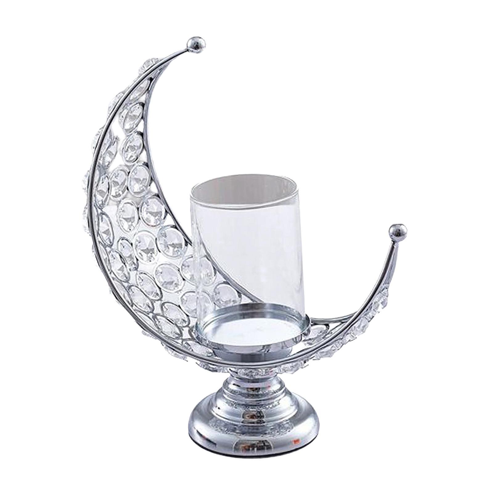 Pillar Candle Holder Moon Shape Candlestick Holder Metal Craft Dining Table Bedroom Wedding Centerpiece Home Decoration Tealight Holder