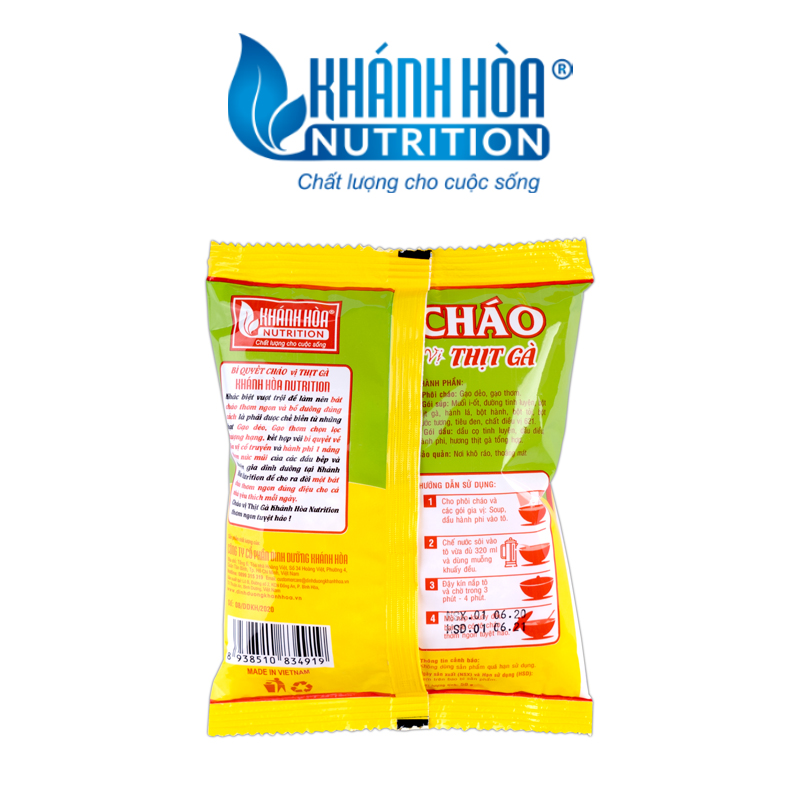 Cháo Ăn Liền Cao Cấp Vị Thịt Gà Khánh Hòa Nutrition (Thùng 50 gói x 50g)