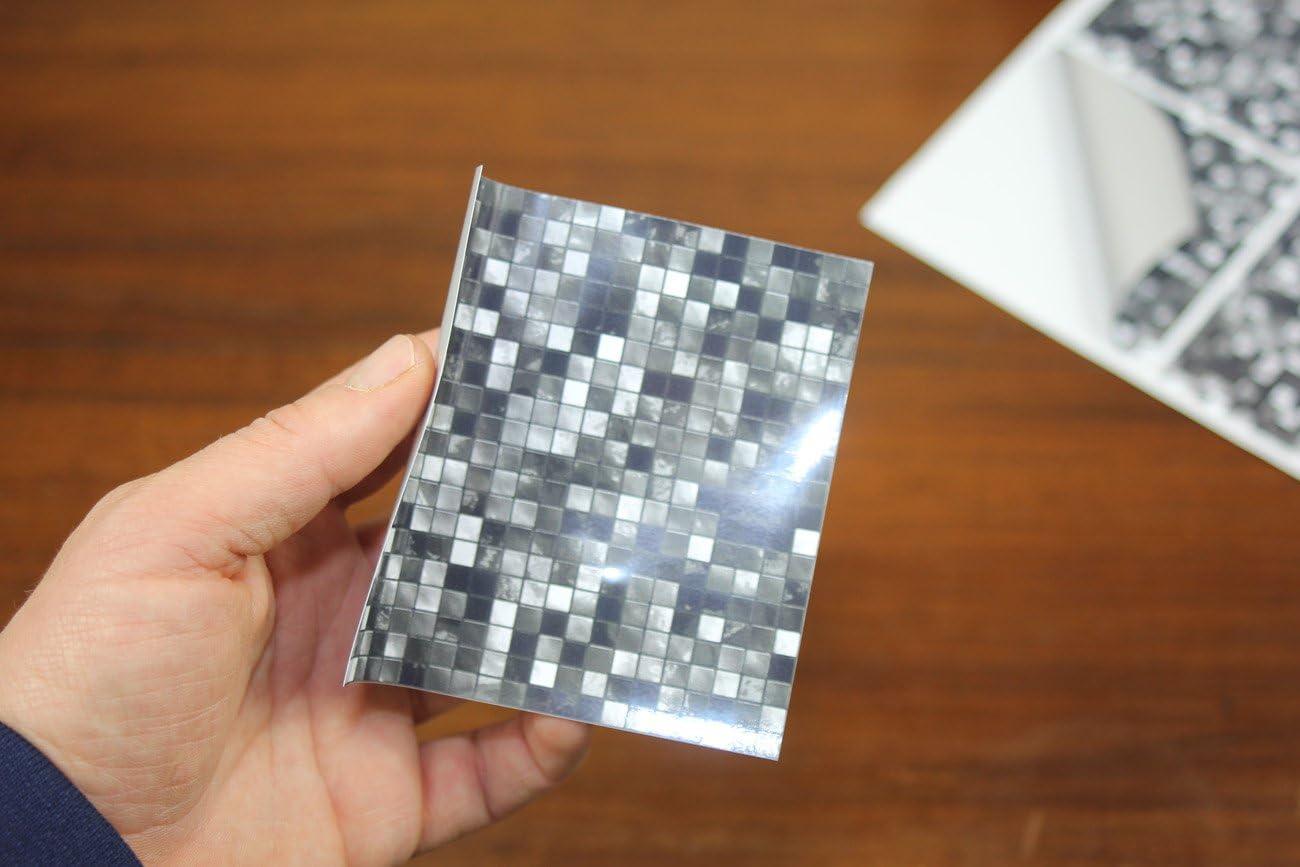 24x Miếng Dán Ngói Cho Phòng Tắm Và Nhà Bếp 10X10 Cm Đen Trắng Khảm Keo 2D Ngói Phim Dán Cho Tường ốp Trang Trí