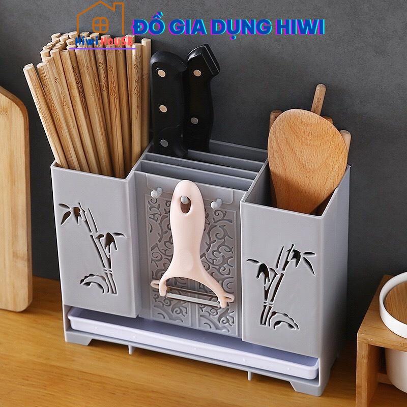 Ống giá đựng cắm đũa, muỗng, dao, kéo - dán treo tường HÌNH TRÚC đa năng cao cấp hình trúc sang trọng