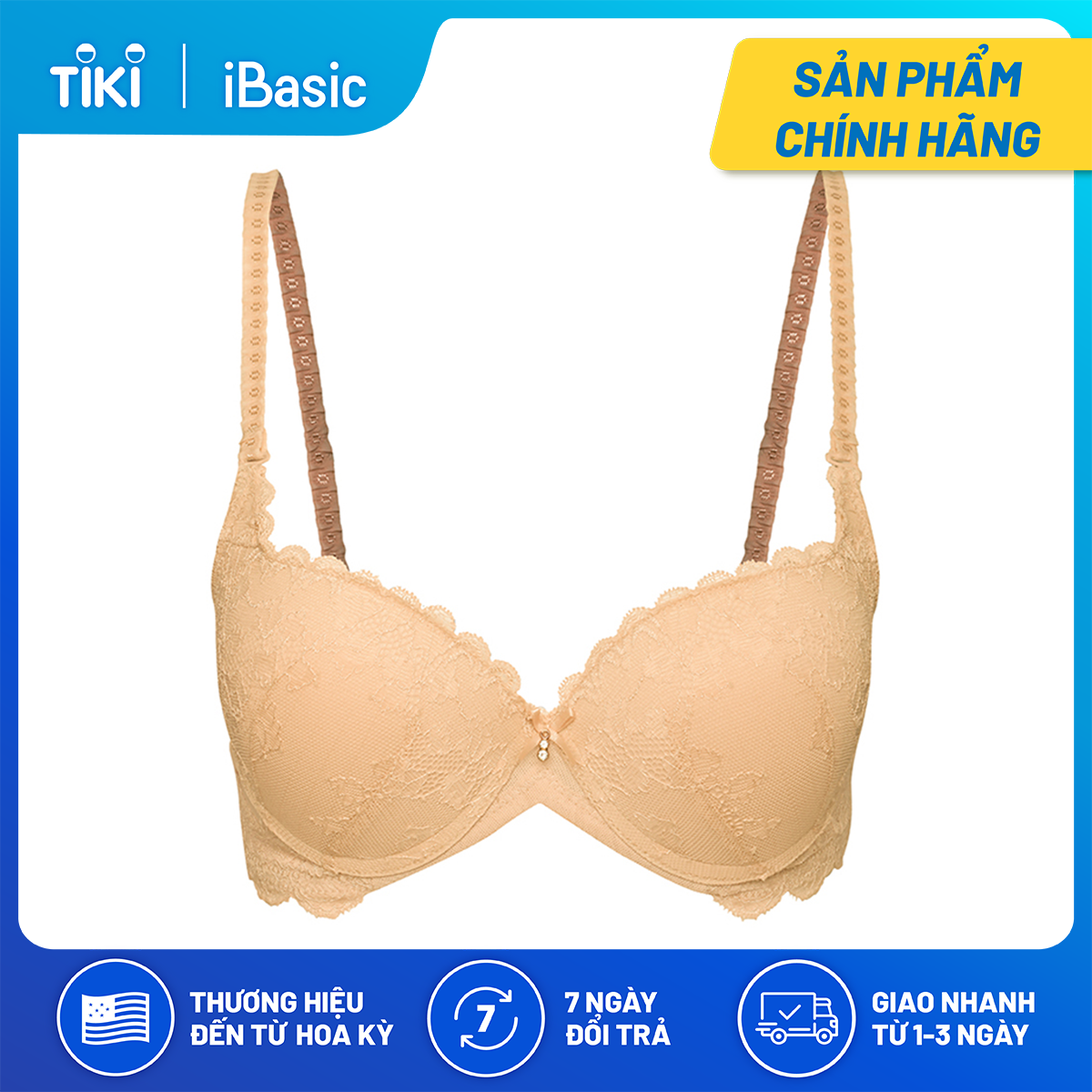 Áo ngực có gọng mút dày ren iBasic BRAW073