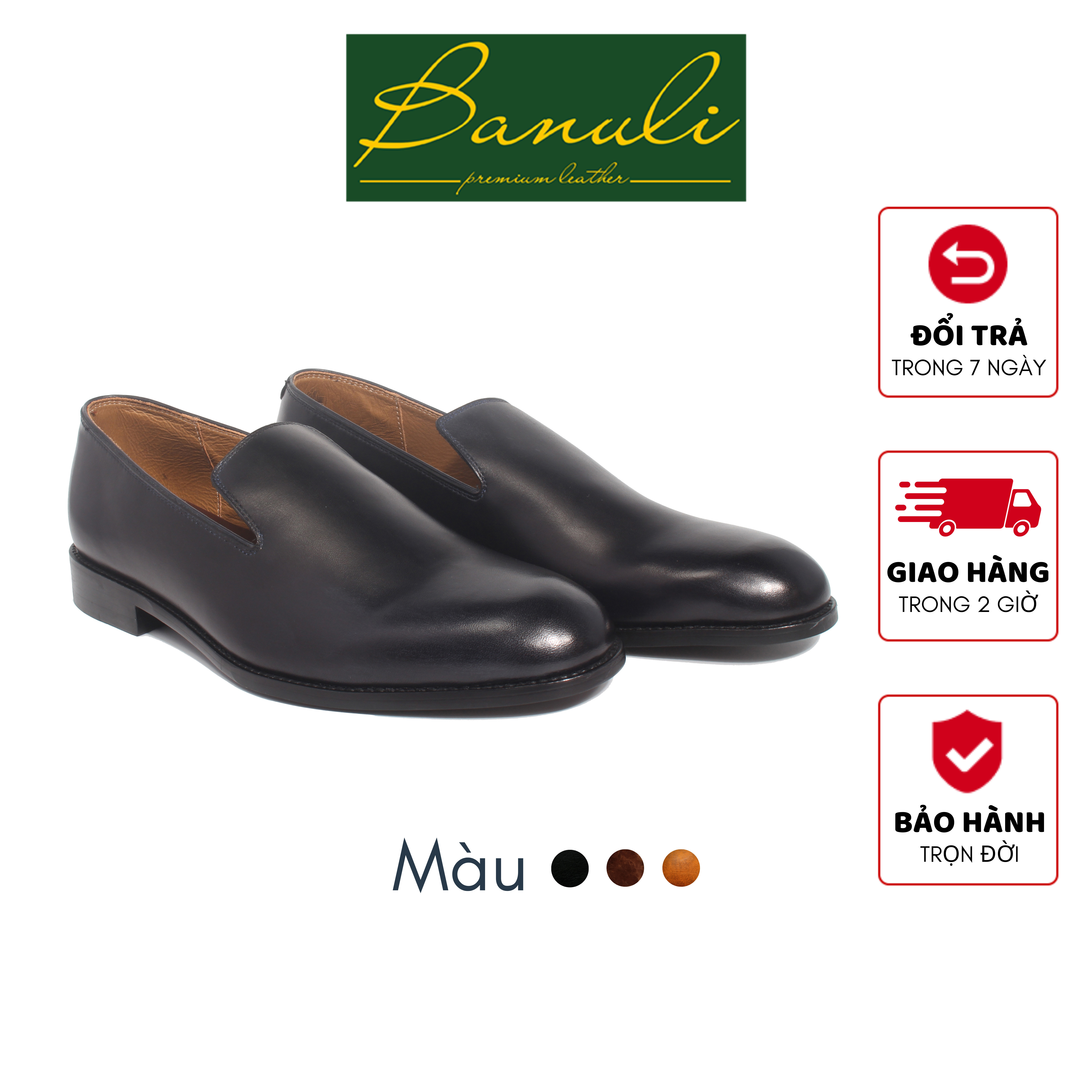 Giày Lười Da Nam BANULI K3CL1M0 - Da Bò Mộc Siêu Mềm, Đế Khâu Blake Siêu Nhẹ Siêu Êm