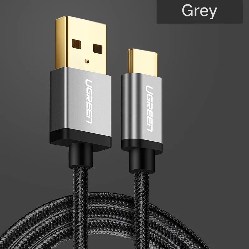 Ugreen UG30882US174TK 2M 3A Màu Đen Cáp USB TypeC sang USB 2.0 Hỗ trợ sạc nhanh dây bên Nylon - HÀNG CHÍNH HÃNG