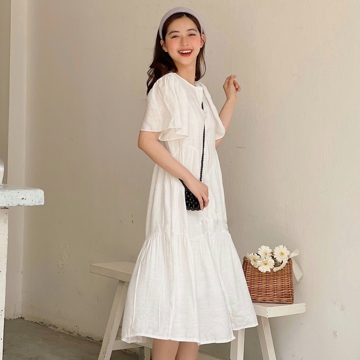 [5 màu] Váy Babydoll Dáng Dài 3 Tầng, Chất Linen Thun Dày Dặn, Phom Rộng Thoải Mái