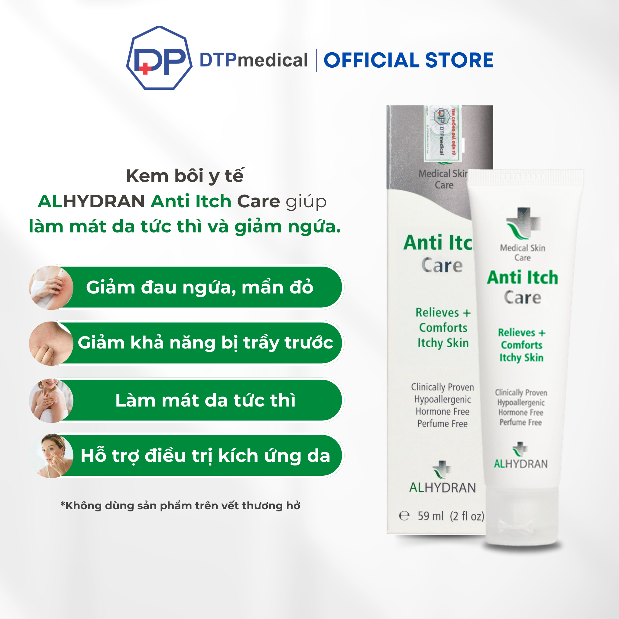 Kem bôi y tế ALHYDRAN Anti Itch Care 59ml chống ngứa, làm mát da, giảm mẩn đỏ và ngứa da