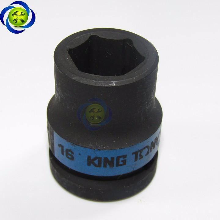 Tuýp 16mm loại 1/2 Kingtony 453516M ngắn 6 cạnh màu đen