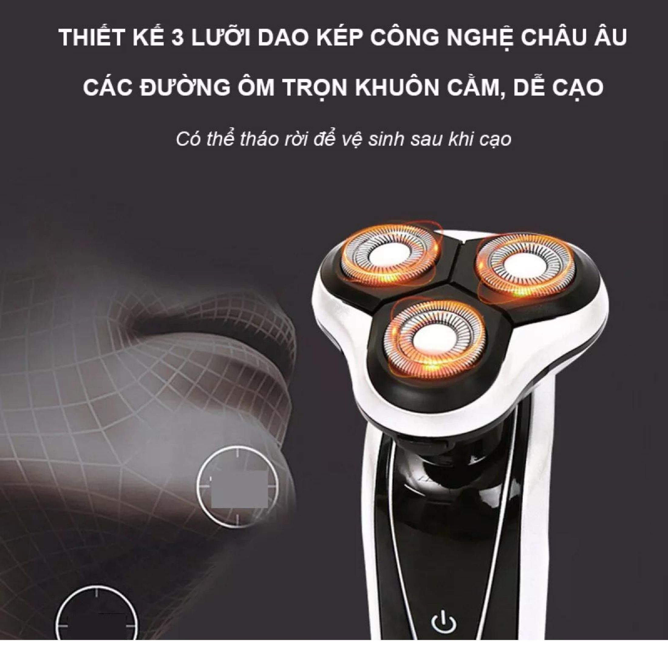 Máy cạo râu đa năng 4 in 1 PHOLZPS thế hệ mới - Máy cạo râu nam cao cấp kèm 4 đầu chức năng cạo râu, cắt tỉa lông mũi, cạo tóc mai, rửa mặt - Máy cạo râu cầm tay 3 lưỡi tháo lắp, vệ sinh dễ dàng