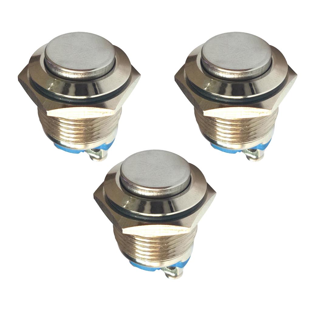 5 Pieces 16mm High Round Metal Push Button Switch Momentary Reset Silver