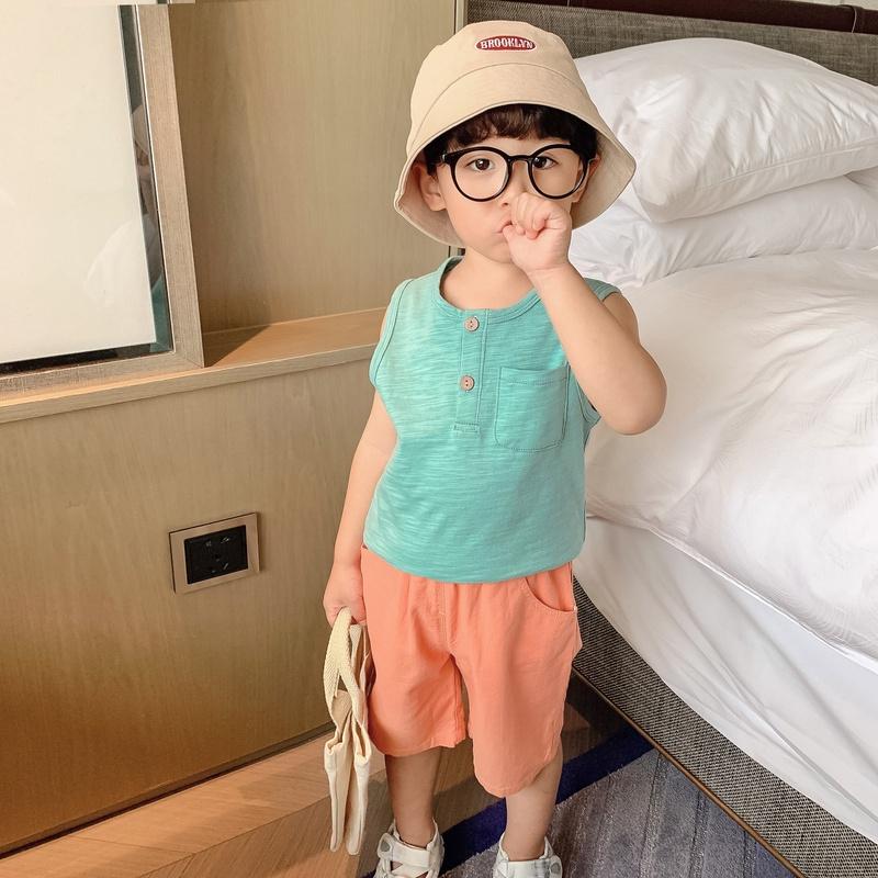 Áo thun bé trai ba lỗ sát nách cotton thoáng mát màu trơn túi ngực size đại 30kg Magickids Quần áo trẻ em AO22020