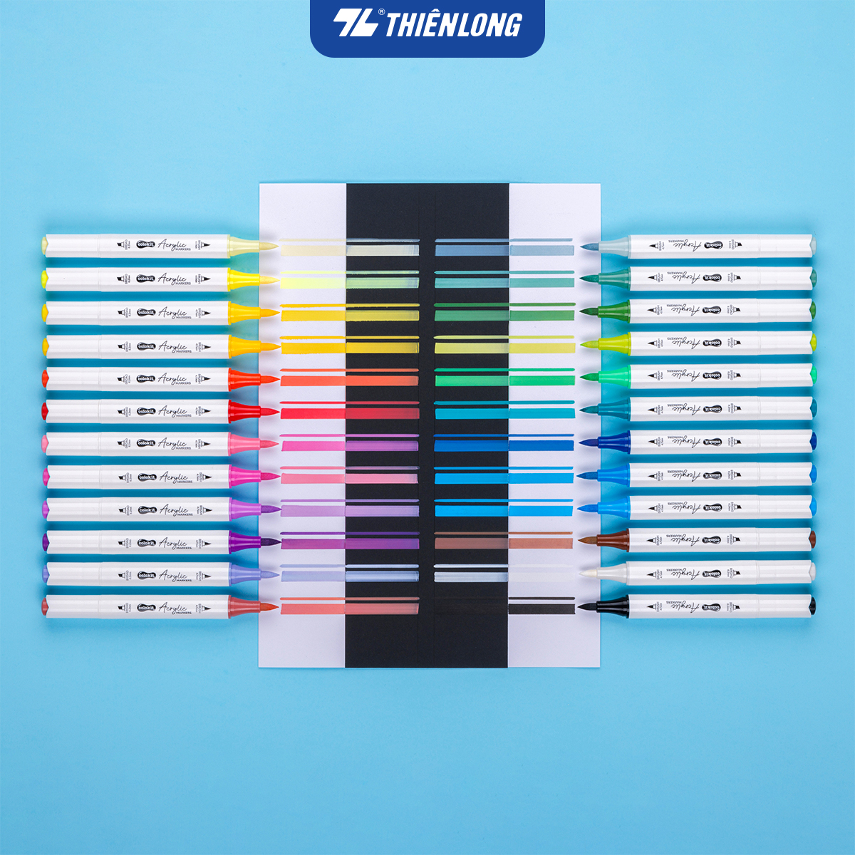 Bút sơn/ Bút lông 12/24/36 màu - Acrylic Markers 2 đầu ngòi ThiênLong Colokit - Màu sắc tươi sáng Trang trí đa chất liệu