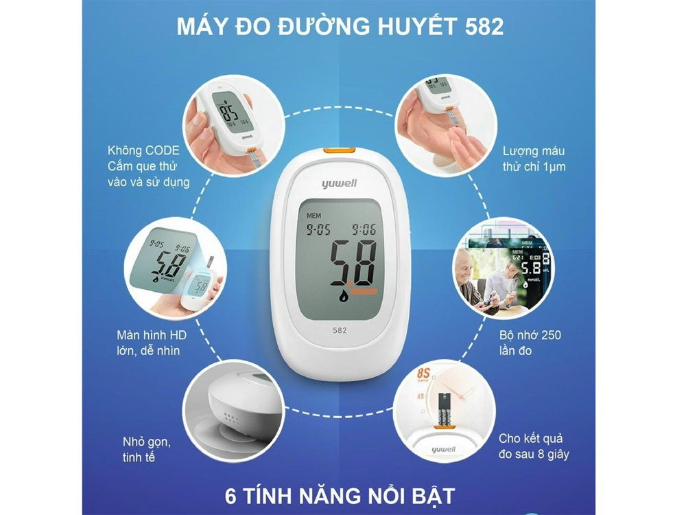 Click to view large image Máy đo đường huyết cao cấp Yuwell 582